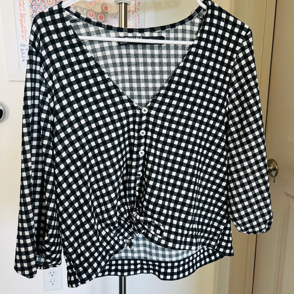 Bimba Y Lola Gingham Top, Women's Medium